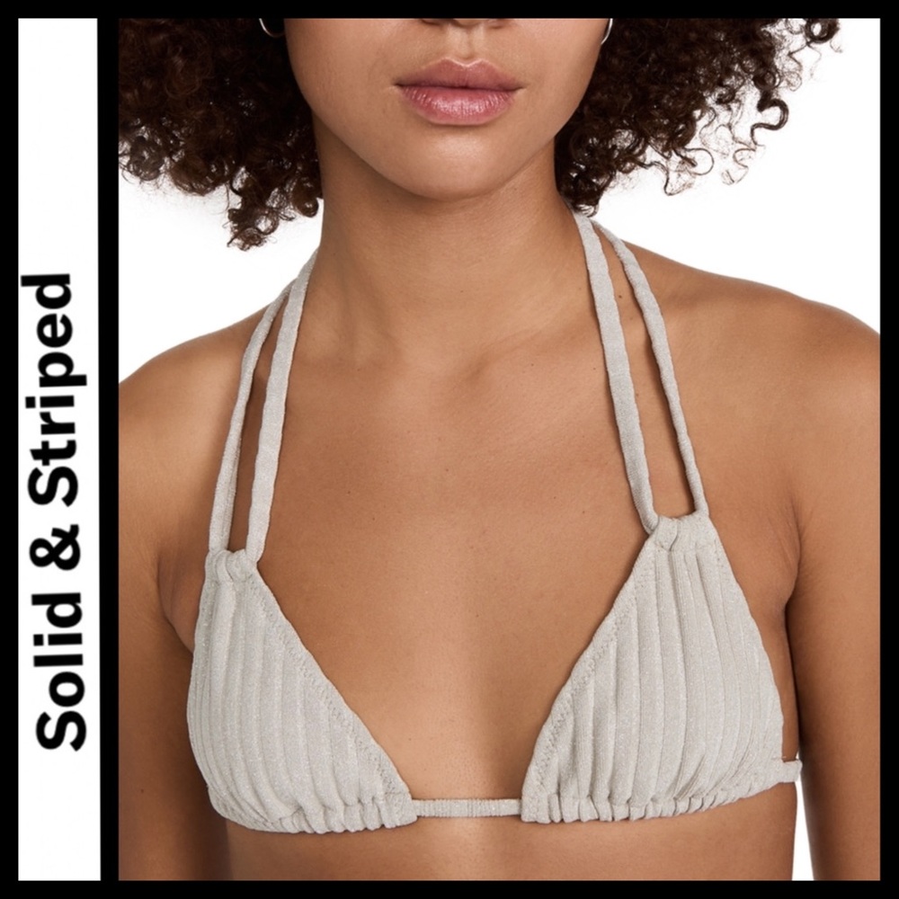 NWOT Solid & Striped Ribbed Tenley Triangle Bikini Top - Picture 2 of 10